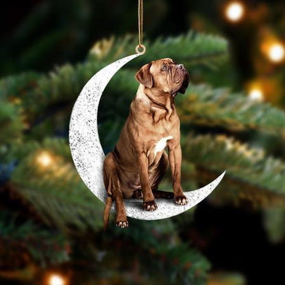 Dogue De Bordeaux-Sit On The Moon-Two Sided Ornament - Best gifts your whole family
