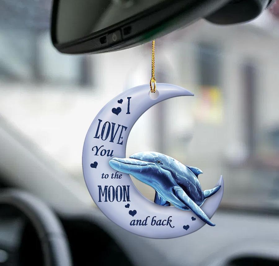 Dolphin Moon Back Dolphin Lover Two Sided Ornament - Best gifts your whole family