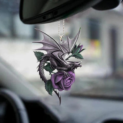 Dragon Ornaments Dragon In Purple Rose Car Hanging Ornament 2 Sides Godmerc - Best gifts your whole family