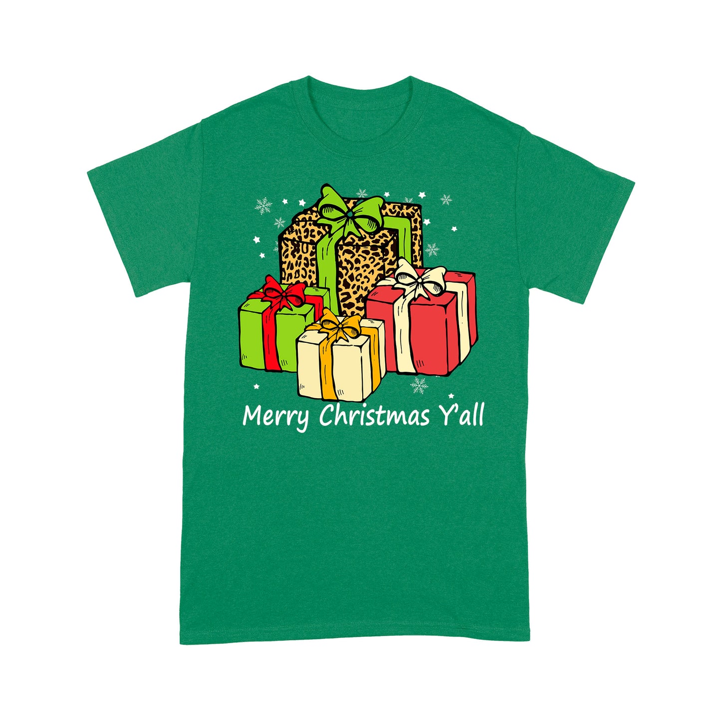 Frohe Weihnachten Y'all mit Weihnachten Leopard Leder Geschenk T-Shirt Geschenk für Weihnachten