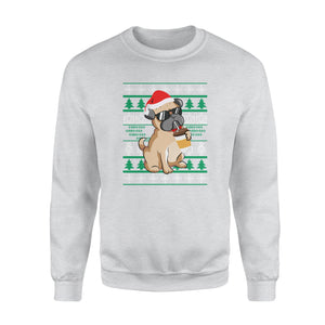 Coffee pug christmas funny sweatshirt gifts christmas ugly sweater for men and women