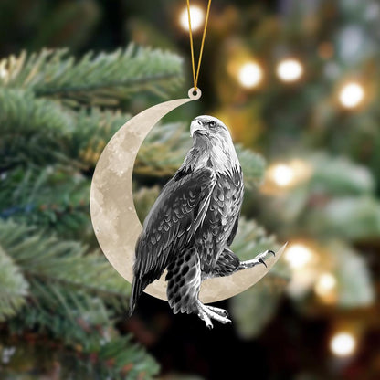 Eagle Sits On The Moon Hanging Ornament, Animal Christmas Ornaments - Best gifts your whole family