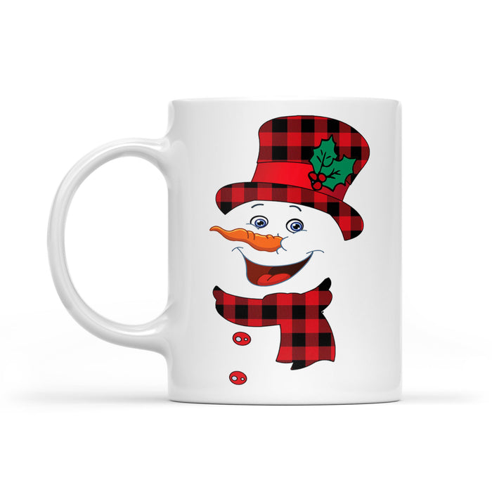 Funny Christmas Snowman Buffalo Plaid Family Holiday Gift  White Mug Gift For Christmas