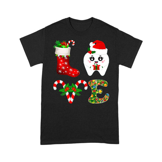 LIEBE Lustiges Frohe Weihnachten Geschenk für Zahnarzt Assistent T-Shirt Geschenk für Weihnachten