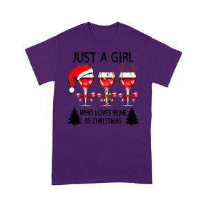 Just A Girl Who Loves Wine At Christmas Funny Gift  Tee Shirt Gift For Christmas