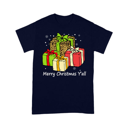 Frohe Weihnachten Y'all mit Weihnachten Leopard Leder Geschenk T-Shirt Geschenk für Weihnachten
