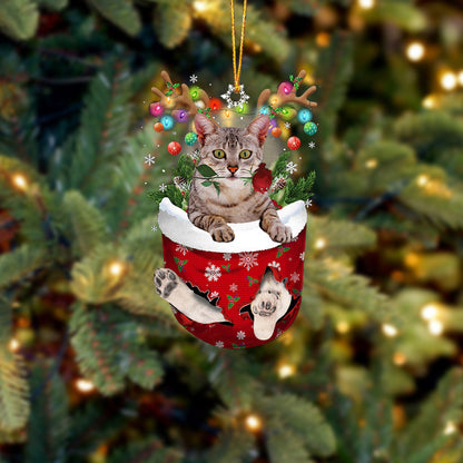 Egyptian Mau Cat In Snow Pocket Christmas Ornament - Best gifts your whole family