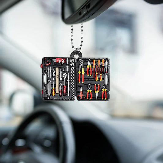 Electrician Toolbox Flat Car Ornament, Electrican Supplies Ornament - Best gifts your whole family
