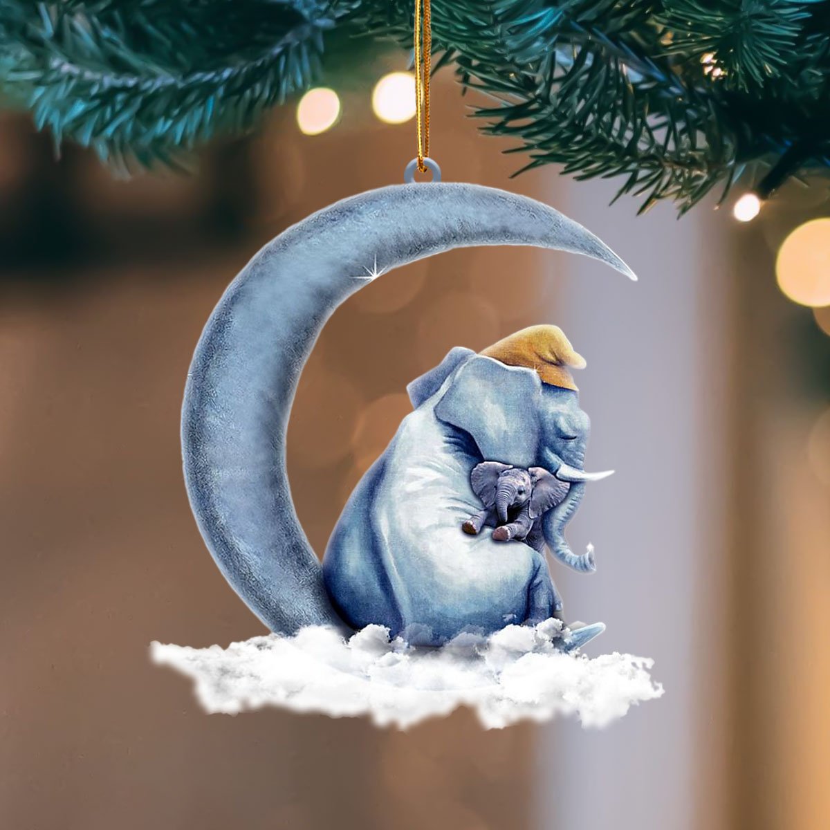 Elephant Blue Moon Hanging Ornament Christmas Tree Ornament Godmerc - Best gifts your whole family