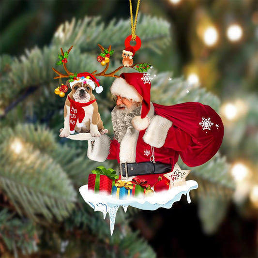 English Bulldog And Santa Claus Christmas Ornament Godmerc - Best gifts your whole family