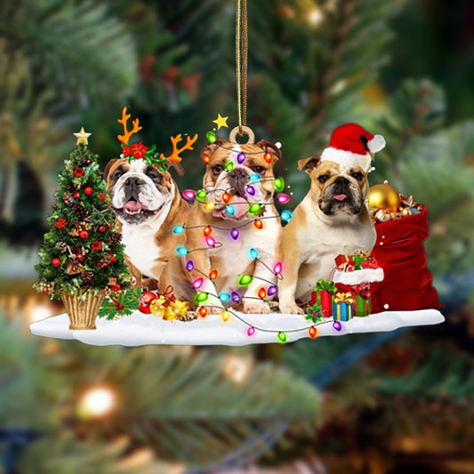 English Bulldog-Christmas Dog Friends Hanging Ornament - Best gifts your whole family