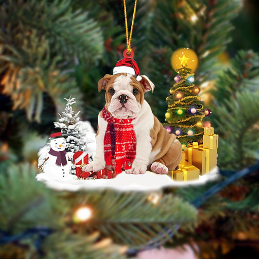 English Bulldog Christmas Ornament Christmas Tree Hanging Acrylic Ornament Gift - Best gifts your whole family