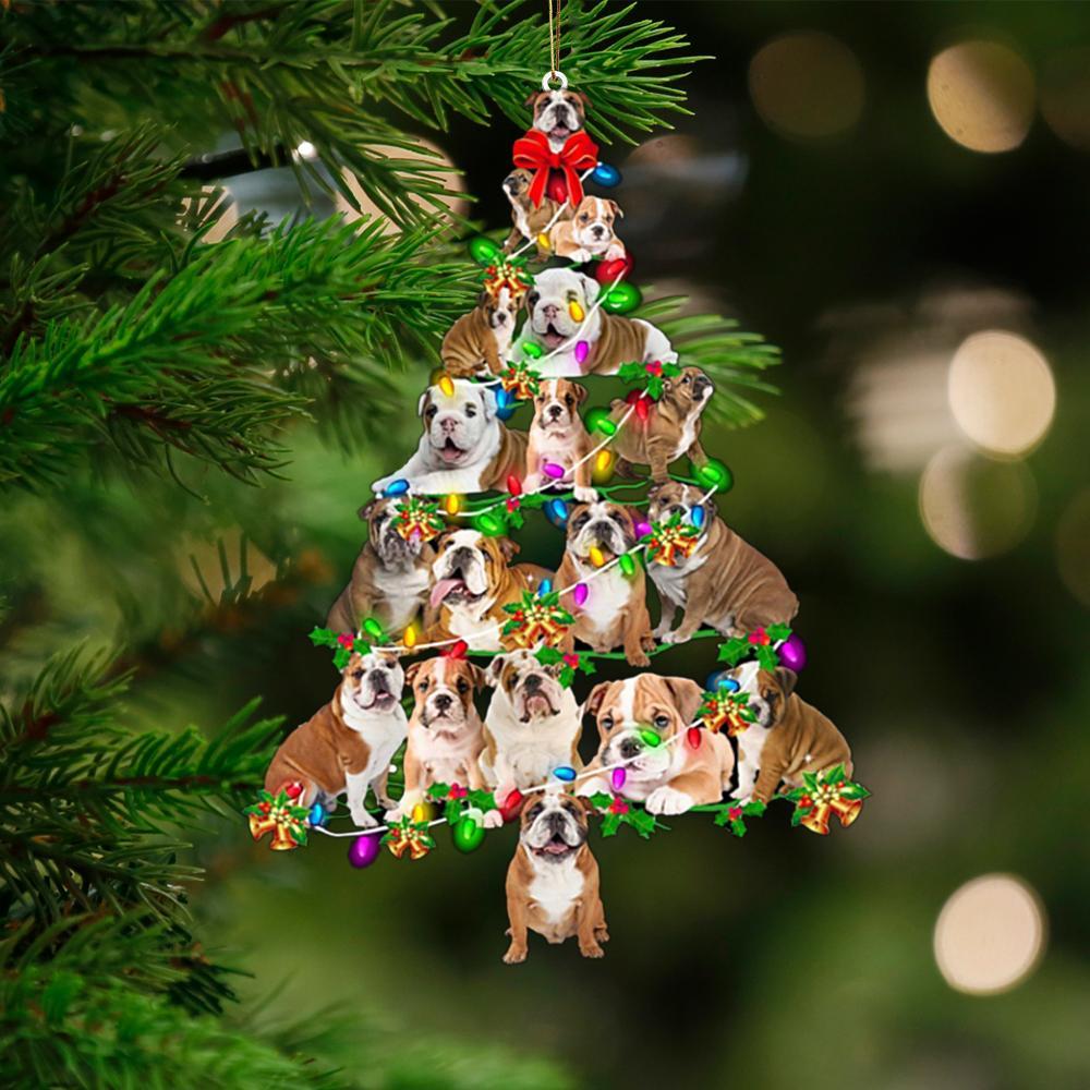 English Bulldog-Christmas Tree Lights-Two Sided Ornament - Best gifts your whole family