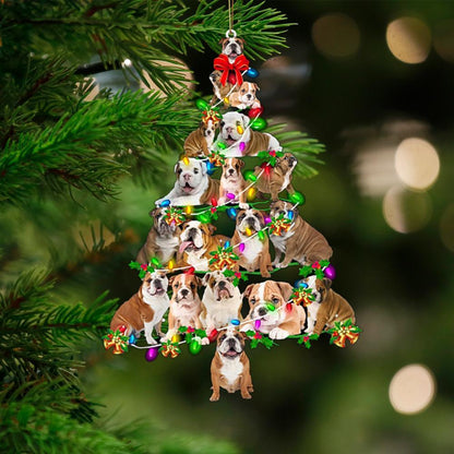 English Bulldog-Christmas Tree Lights-Two Sided Ornament - Best gifts your whole family