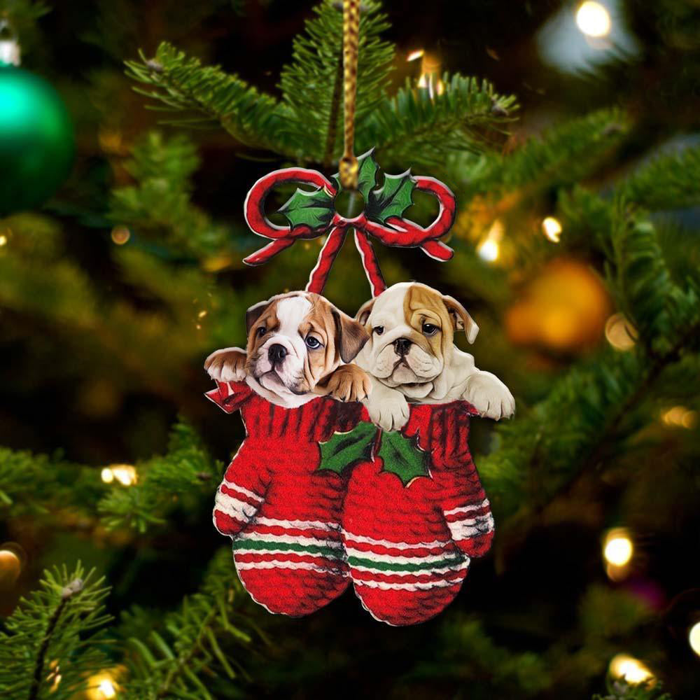 English Bulldog Inside Your Gloves Christmas Holiday-Two Sided Ornament, Christmas Ornament, Car Ornament - Best gifts your whole family