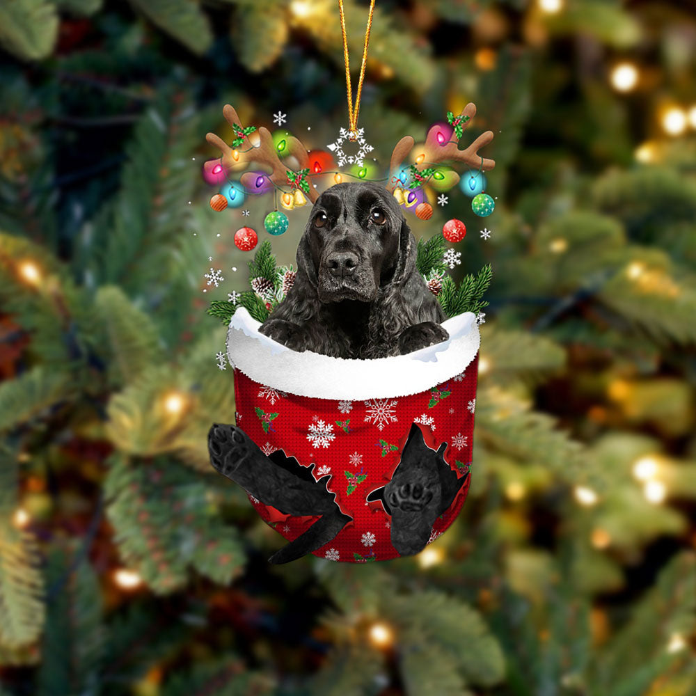 English Cocker Spaniel 1 In Snow Pocket Christmas Ornament Flat Acrylic Dog Ornament - Best gifts your whole family
