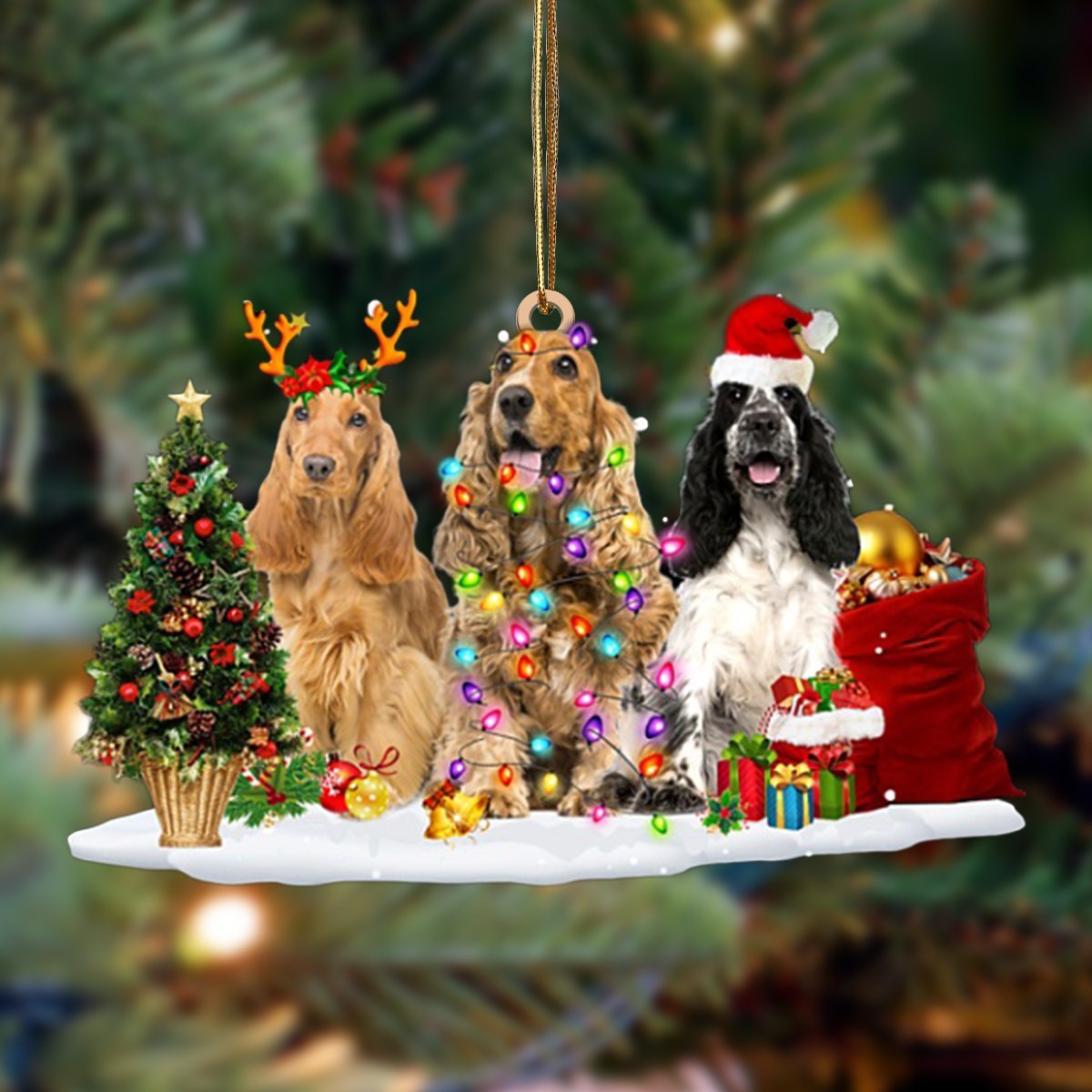 English Cocker Spaniel-Christmas Dog Friends Hanging Ornament - Best gifts your whole family