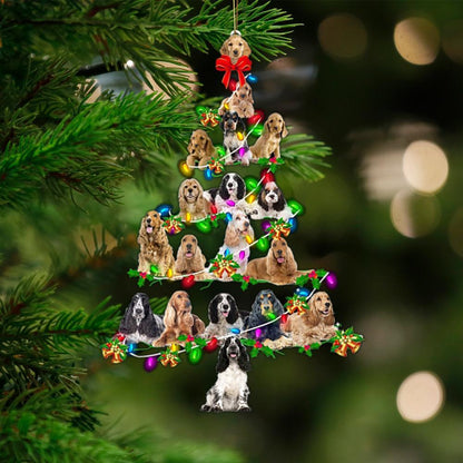 English Cocker Spaniel-Christmas Tree Lights-Two Sided Ornament - Best gifts your whole family
