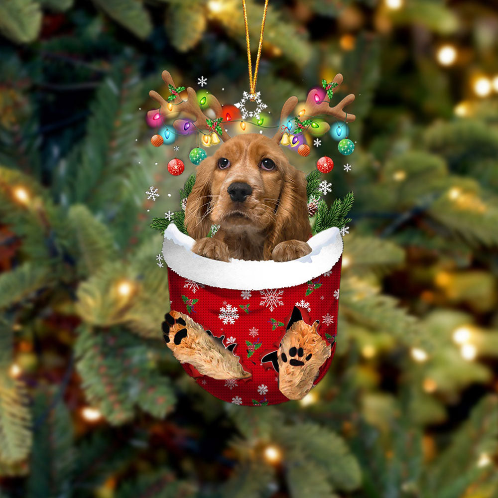English Cocker Spaniel In Snow Pocket Christmas Ornament Flat Acrylic Dog Ornament - Best gifts your whole family