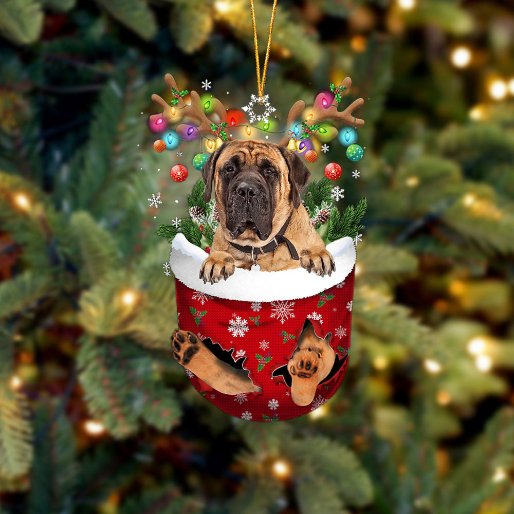 English Mastiff 1 In Snow Pocket Christmas Ornament Flat Acrylic Dog Ornament - Best gifts your whole family