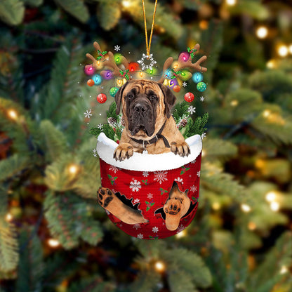 English Mastiff 1 In Snow Pocket Christmas Ornament Flat Acrylic Dog Ornament - Best gifts your whole family