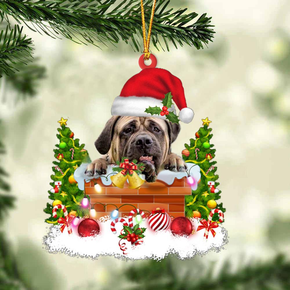English Mastiff In The Chimney Hanging Ornament Dog Christmas Ornament - Best gifts your whole family