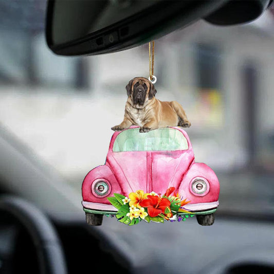 English Mastiff-Pink Hippie Car-Two Sided Ornament - Best gifts your whole family