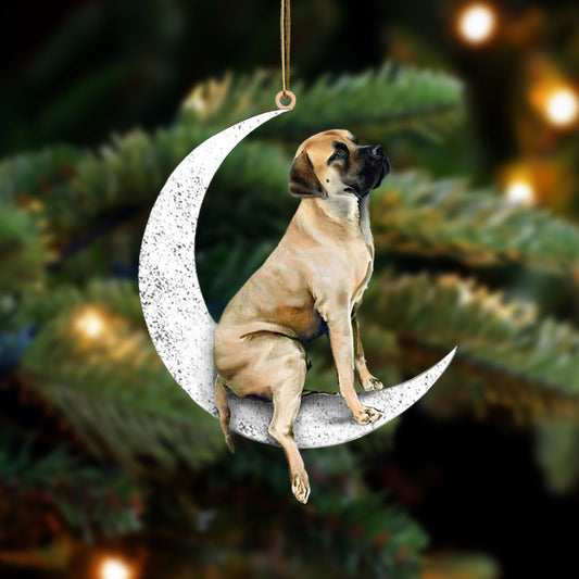 English Mastiff Sit On The Moon Two Sided Ornament Dog Hanging Christmas Ornament - Best gifts your whole family