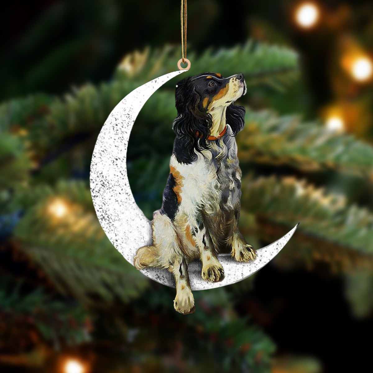 English Setter Sit On The Moon Two Sided Ornament Dog Hanging Christmas Ornament - Best gifts your whole family