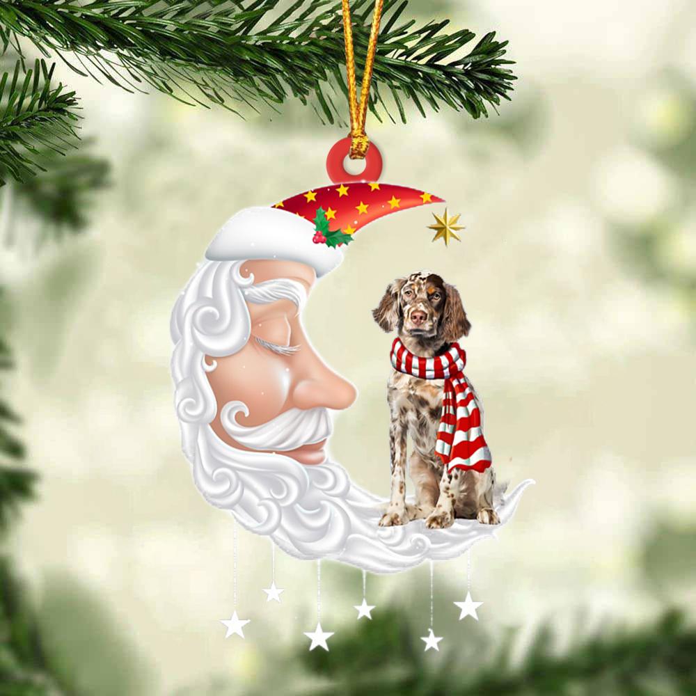 English Setter With Santa Christmas Ornament Dog Christmas Ornament - Best gifts your whole family