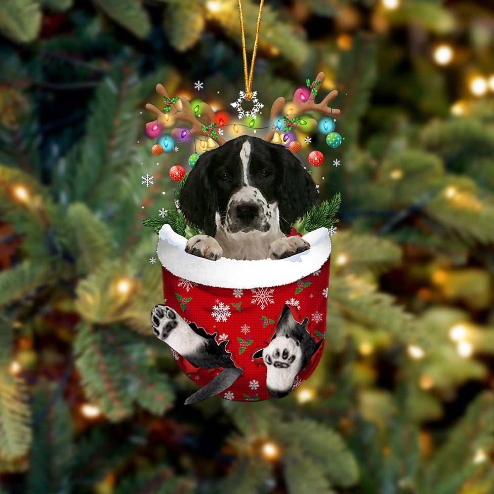 English Springer Spaniel 2 In Snow Pocket Christmas Ornament Flat Acrylic Dog Ornament - Best gifts your whole family