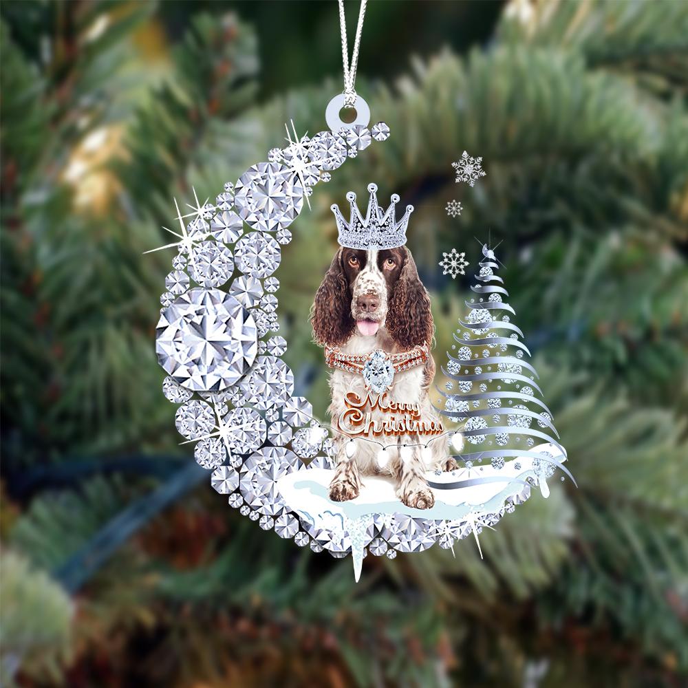 English Springer Spaniel Diamond Moon Merry Christmas Ornament Dog Ornament - Best gifts your whole family