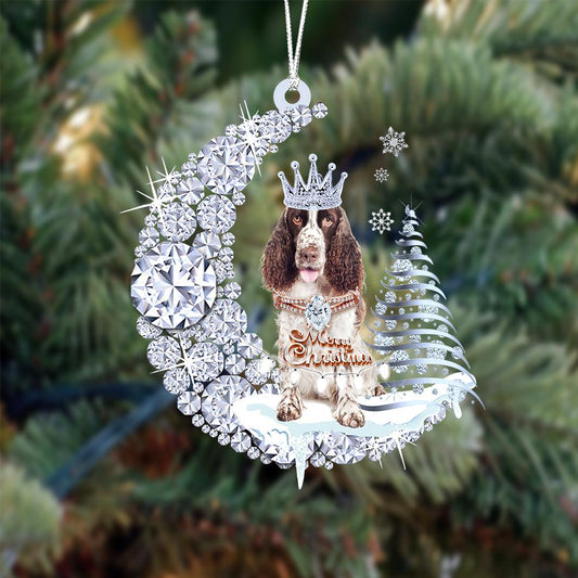 English Springer Spaniel Diamond Moon Merry Christmas Ornament Dog Ornament - Best gifts your whole family