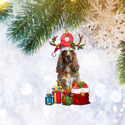 English Springer Spaniel Dog Reindeer Flat 2D Christmas Ornament, Christmas Tree Ornament, Home Decor Plastic Ornament - Best gifts your whole family