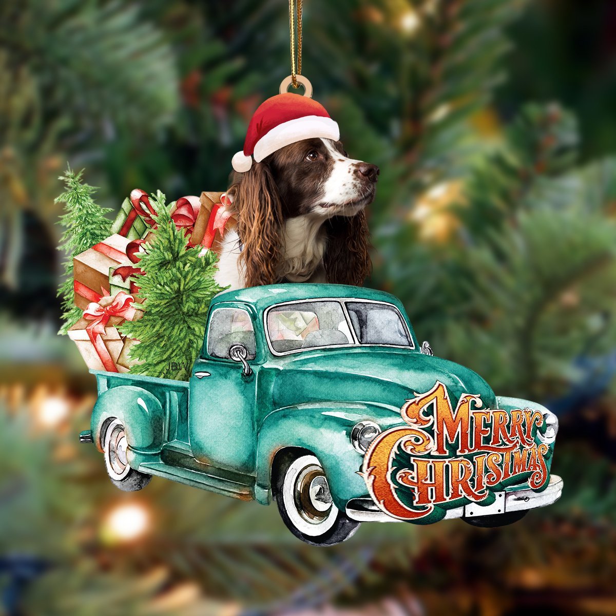 English Springer Spaniel-Green Truck Hanging Ornament - Best gifts your whole family