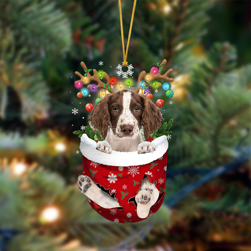 English Springer Spaniel-In Christmas Pocket Two Sides Ornament, Christmas Dog Hanging Ornament - Best gifts your whole family