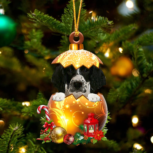 English Springer Spaniel In Golden Egg Christmas Ornament - Best gifts your whole family