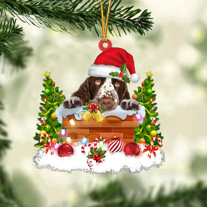 English Springer Spaniel In The Chimney Hanging Ornament Dog Christmas Ornament - Best gifts your whole family