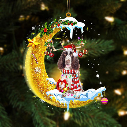 English Springer Spaniel On The Moon Merry Christmas Hanging Ornament, Car Ornament, Christmas Ornament - Best gifts your whole family