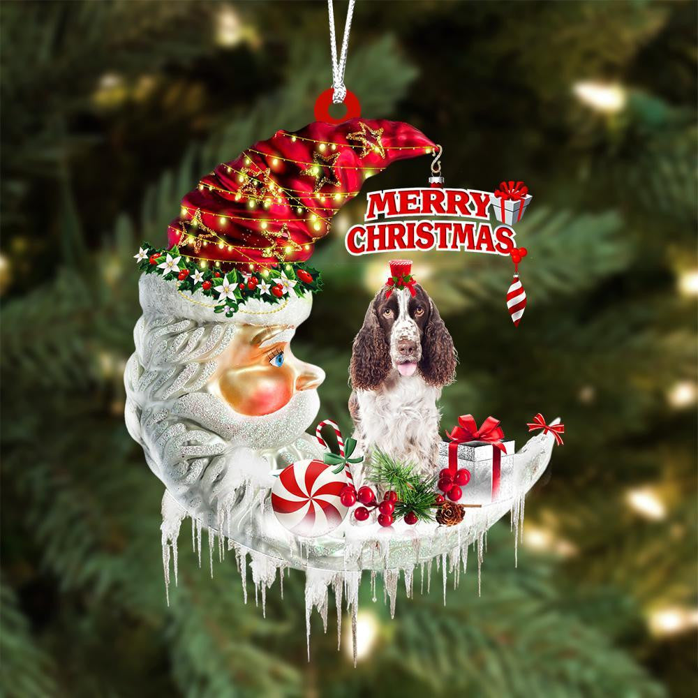 English Springer Spaniel On The Moon Merry Christmas Hanging Ornament - Best gifts your whole family