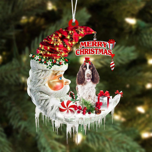 English Springer Spaniel On The Moon Merry Christmas Hanging Ornament - Best gifts your whole family