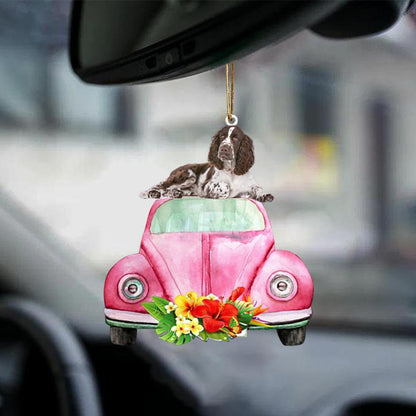 English Springer Spaniel-Pink Hippie Car-Two Sided Ornament - Best gifts your whole family