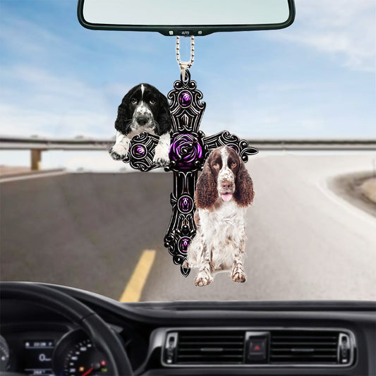 English Springer Spaniel Pray For God Car Hanging Ornament Dog Pray For God Ornament Godmerc - Best gifts your whole family