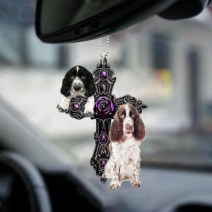 English Springer Spaniel Pray For God Car Hanging Ornament Dog Pray For God Ornament Godmerc - Best gifts your whole family