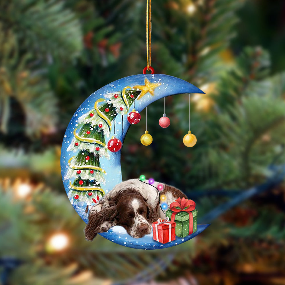 English Springer Spaniel-Sleep On The Moon Christmas Two Sided Ornament, Christmas Ornament, Car Ornament - Best gifts your whole family
