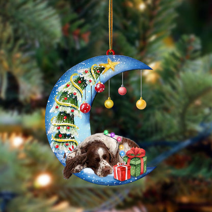 English Springer Spaniel-Sleep On The Moon Christmas Two Sided Ornament, Christmas Ornament, Car Ornament - Best gifts your whole family