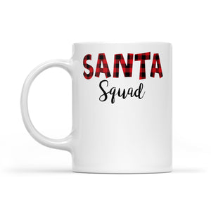 Santa Squad Funny Red Buffalo Plaid Family Gift -  White Mug Gift For Christmas