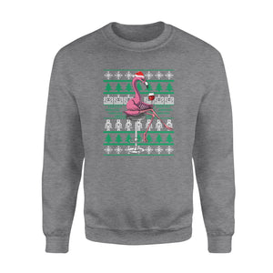 Wine drinking flamingo christmas funny sweatshirt gifts christmas ugly sweater for men and women