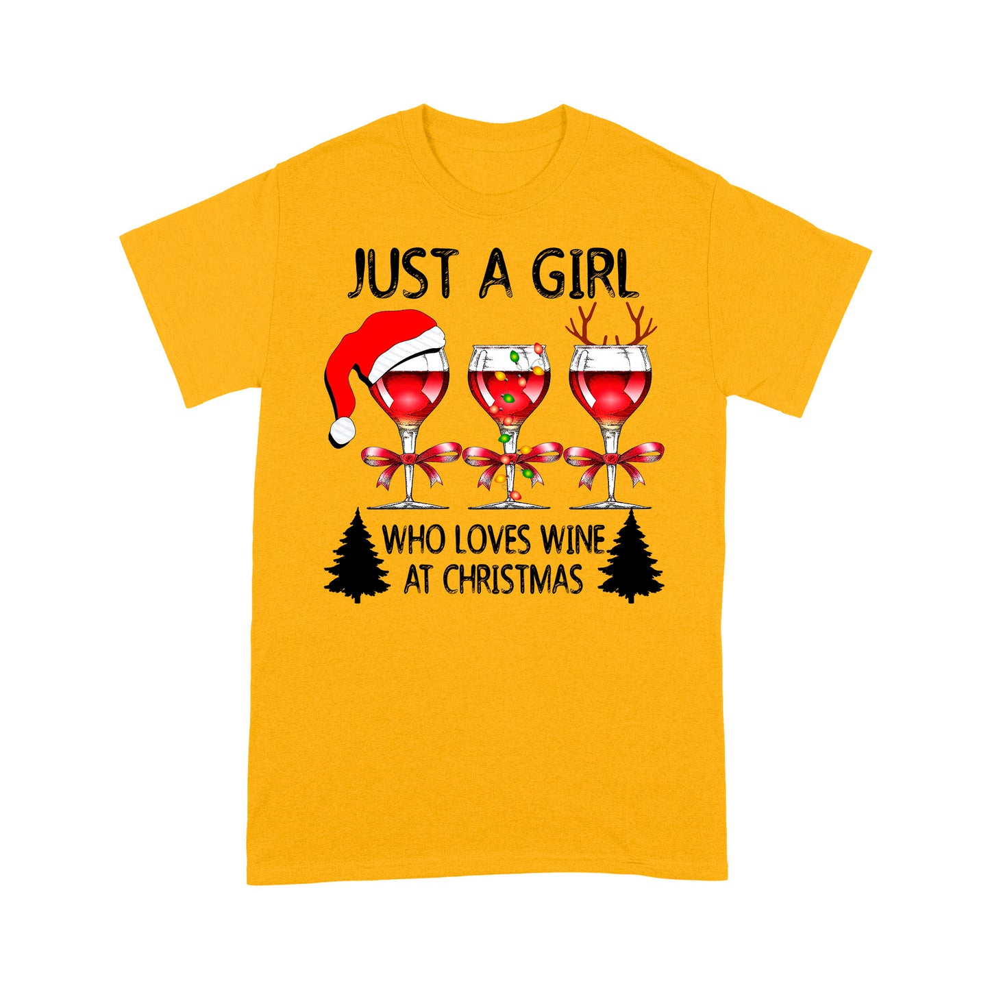 Just A Girl Who Loves Wine At Christmas Lustiges Geschenk T-Shirt Geschenk für Weihnachten