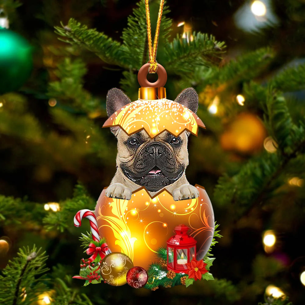 Fawn French Bulldog In Golden Egg Christmas Ornament - Best gifts your whole family
